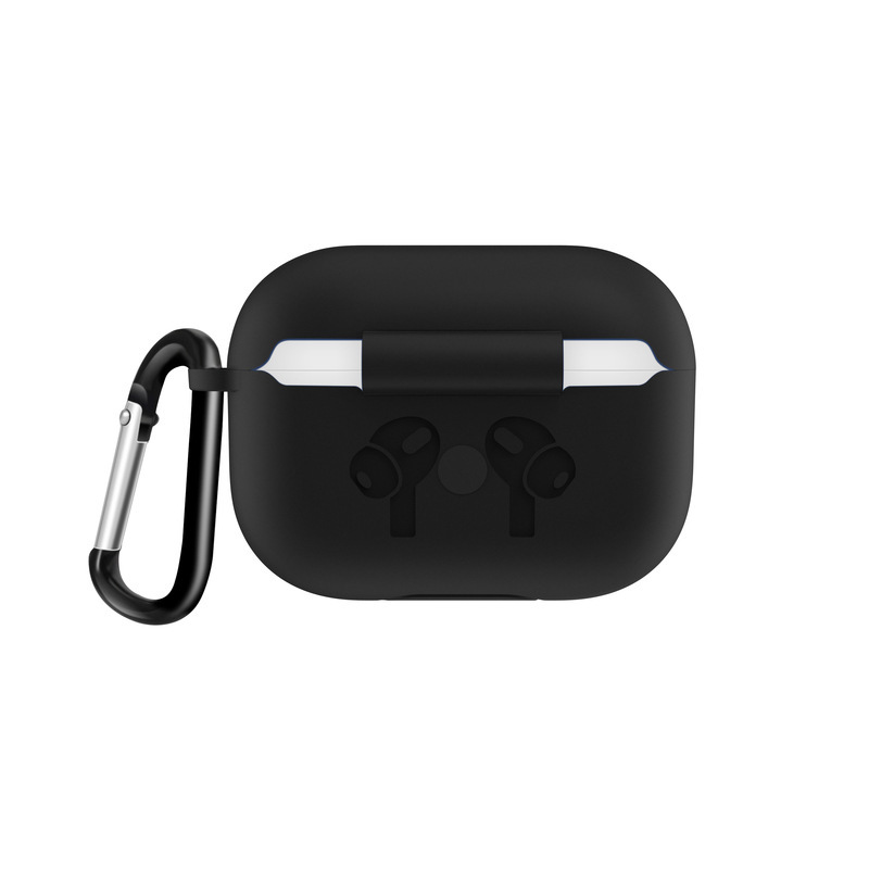 Airpod Pro Charging Case Protective Silicone Cover Skin with Hang Hook Clip (Black)
